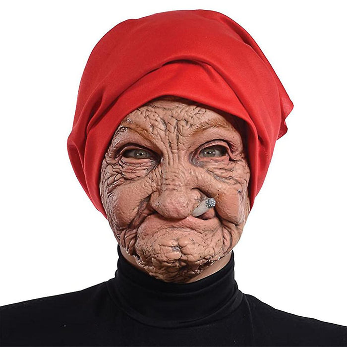 Halloween Latex face Covering Horror Head Covering Old Woman face Protection