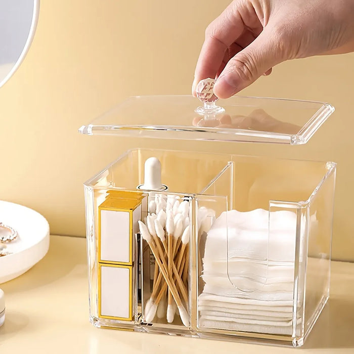 Acrylic Cotton Swab Makeup Box Portable Clear Make Up Container Cotton Pad