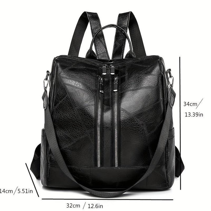 Women's Backpack Functional Backpack School Traveling Solid Color PU Leather Large Capacity