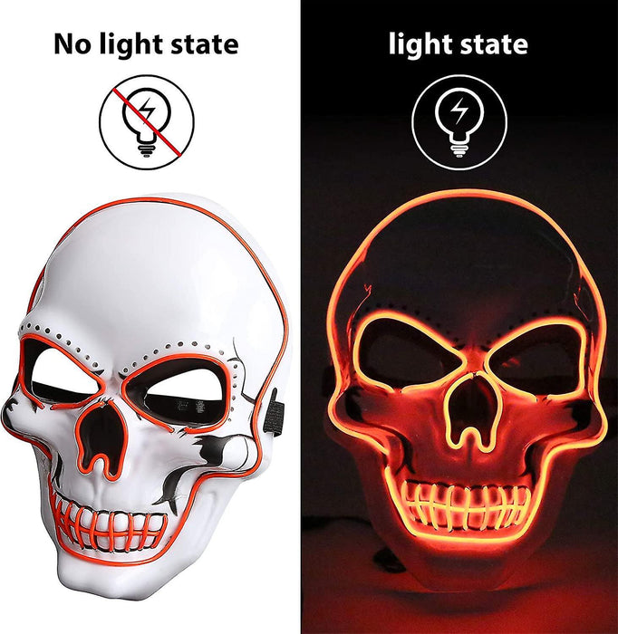 Halloween LED Mask Light Up Hacker Purge Mask LED Scary Skull Mask for Cosplay