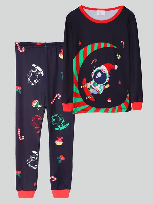 Christmas Boys 3D Astronaut Pajama Set Long Sleeve 3D Print Fall Winter Active Cool Daily Polyester