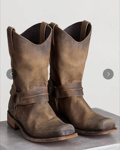 Men's Boots Cowboy Boots Plus Size Vintage Classic British Outdoor PU Mid-Calf Boots