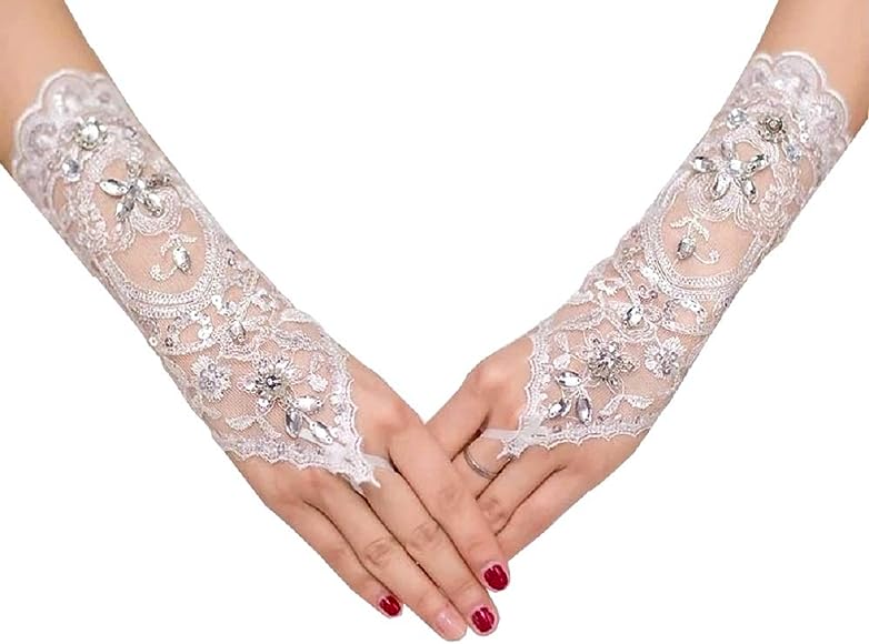 Lace Elbow Length Glove Bridal Gloves / Party / Evening Gloves / Flower Girl Gloves With Rhinestone