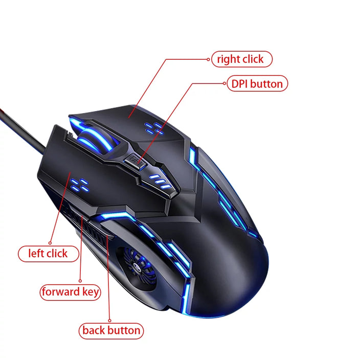 Gaming Mouse Low-noise 7 Color Backlight 6 Key Anti-slip Mechanical Mouse USB Wired