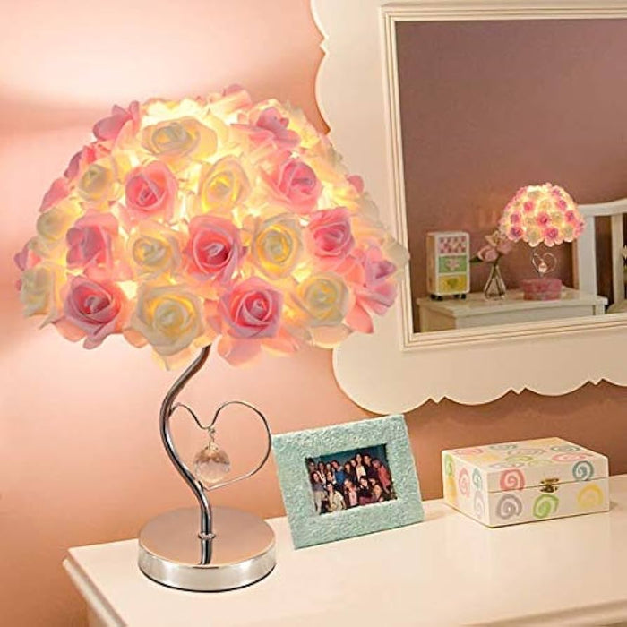 Rose atmosphere lamp creative simple European feather table lamp bedroom wedding room