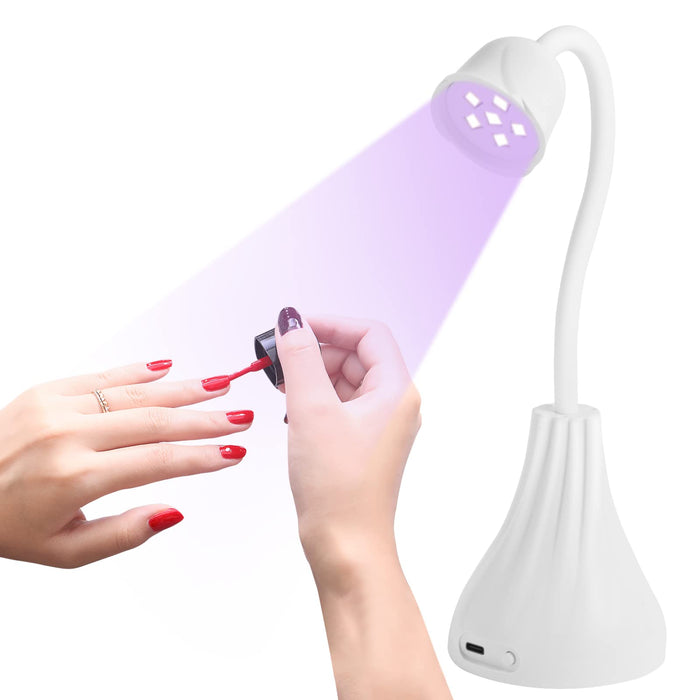 LED UV Nail Lamp USB Rechargeable Mini Lotus Hands Free Light Rotatable Nail Dryer Quick Dry Nail Polish