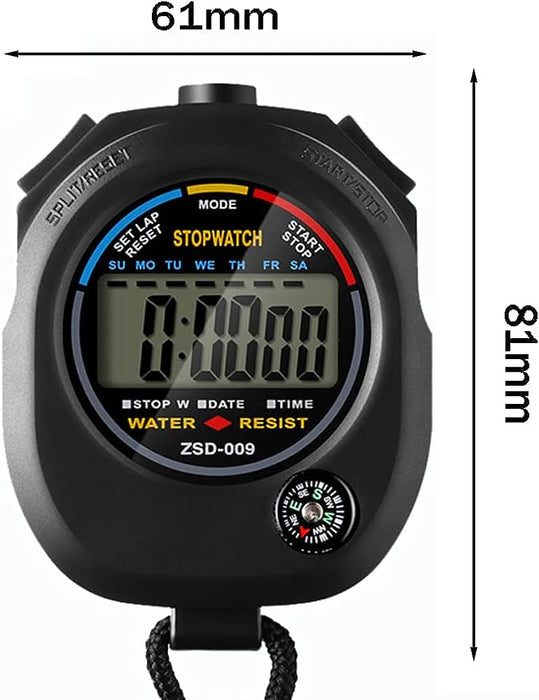 Digital LCD Timer Stopwatch, Handheld Sports Chronograph Stop Watch,