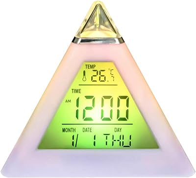 Table Clocks Triangled 7 Colors Changing LED Temperature Week Display Digital Alarm