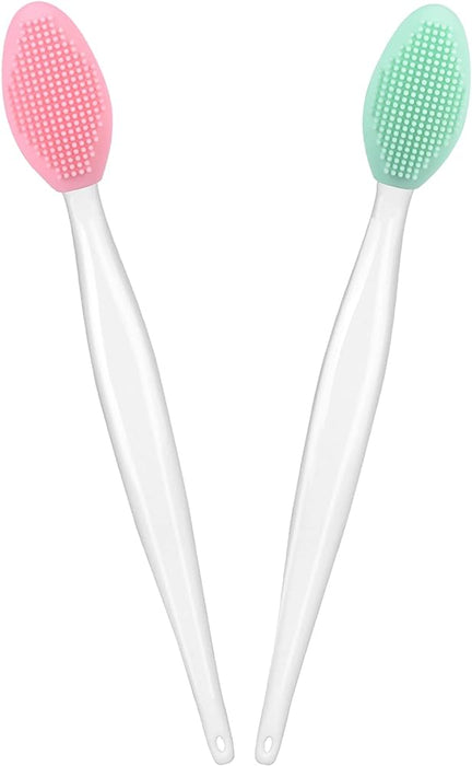 2 Pieces Lip and Nose Scrub Brush Silicone Exfoliating Lip Brush Double-Sided Soft Lip