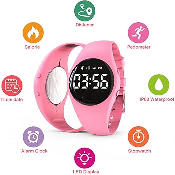 Kids Led Digital Pedometer Watch, Non-Bluetooth LED Fitness Tracker Watch With Vibrating Alarm Clock