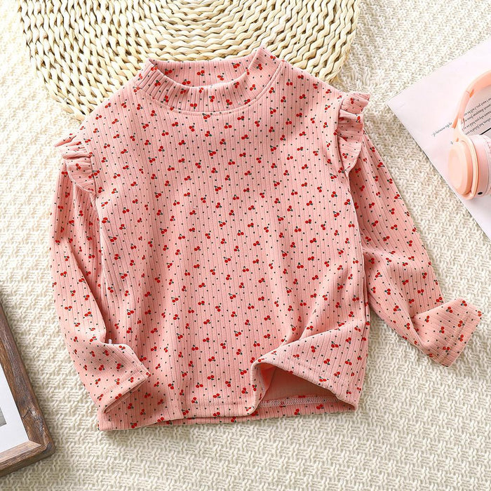 Kids Girls' T shirt Floral Outdoor Long Sleeve Ruffle Vacation 7-13 Years Fall