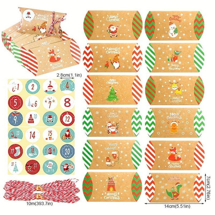 24pcs DIY Christmas Advent Calendar 2023 Gift Treat Bags, 24 Days Christmas Countdown