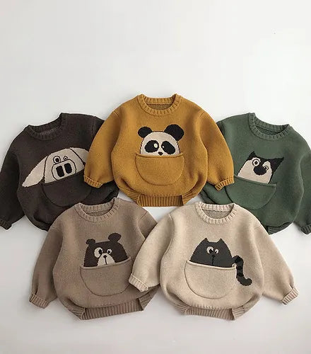 Toddler Boys Sweater Graphic Long Sleeve Casual Adorable Light Yellow Fall Clothes 3-7 Years