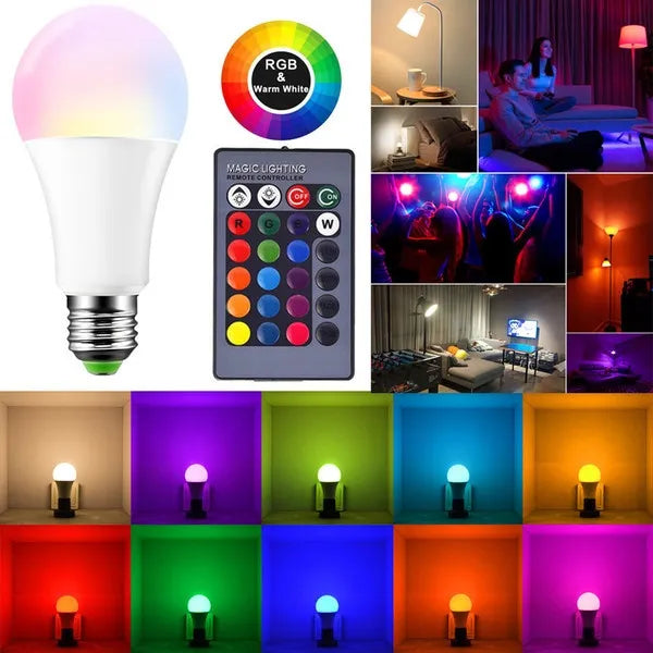 5pcs RGBW Color Changing Smart LED Light Bulb E27 E26 3W Dimmable Globe Lamp