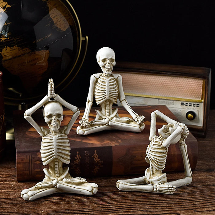 Halloween Yoga Shaped Skull Decorations Resin Crafts Suitable for Indoor Home
