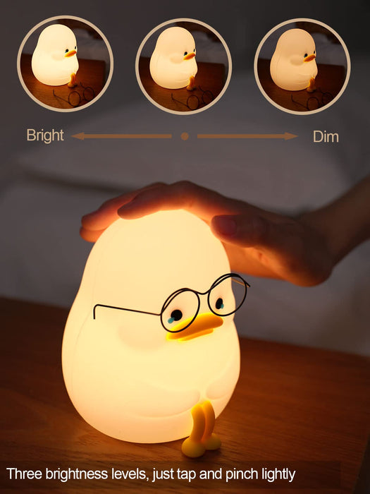 Night Light for Kids - Emo Duck Premium Silicone Lamp, Cute and Dimmable Nightlight for Soothing