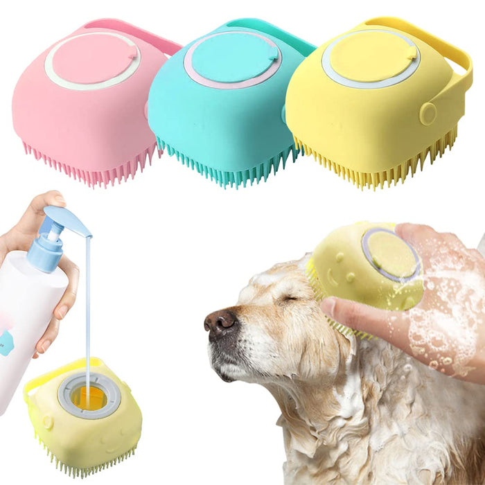 Bathroom Dog Bath Brush Massage Gloves Soft Safety Silicone Comb with Shampoo Box Pet Accessories