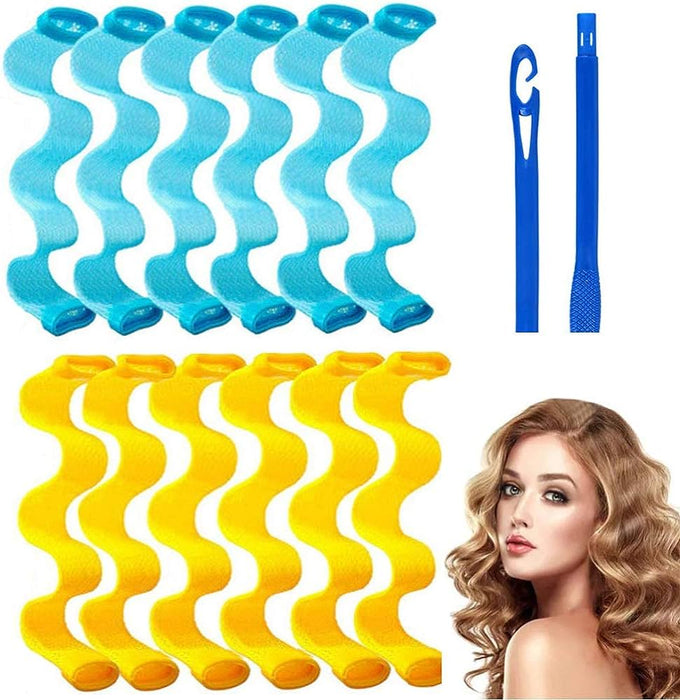 12PCS Magic Hair Curlers DIY Portable Hairstyle Rollers Sticks Durable Beauty Makeup Curling Hair