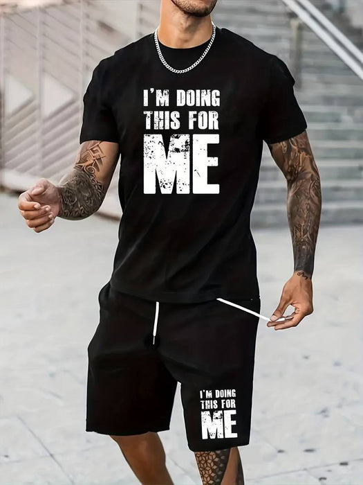 Men's Shorts and T Shirt Set T-Shirt Outfits Graphic Letter Crew Neck Clothing Apparel 3D Print