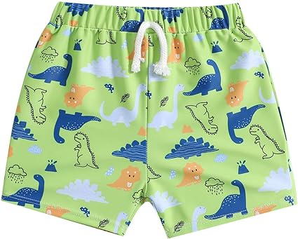 Toddler Boys Beach Shorts Dinosaur Sleeveless Outdoor Tropical Yellow Summer Clothes 3-7 Years