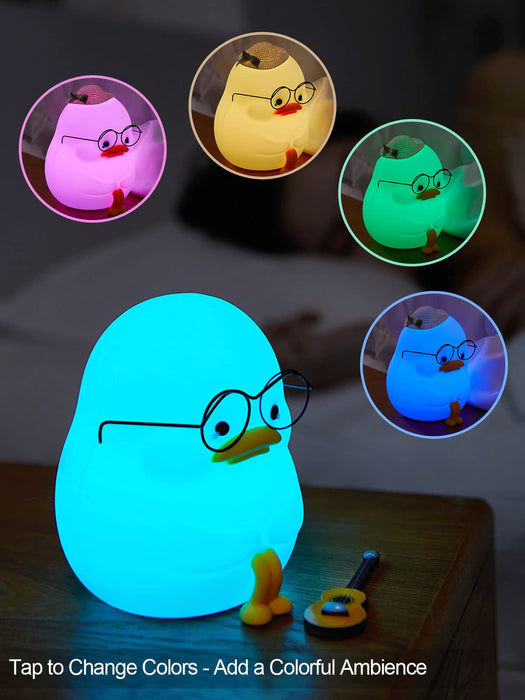 Night Light for Kids - Emo Duck Premium Silicone Lamp, Cute and Dimmable Nightlight for Soothing