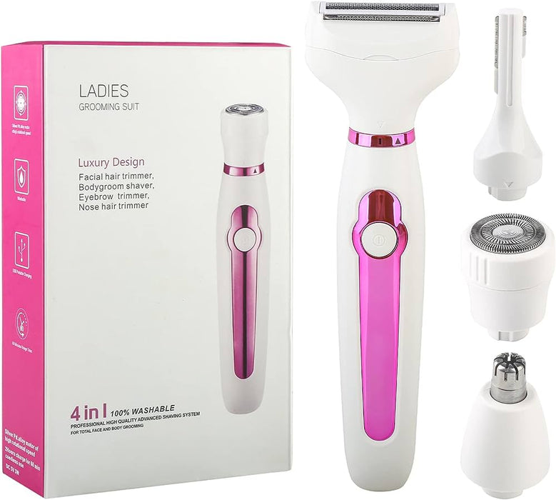 USB Rechargeable Protable 4 In 1 Epilator Trimmer Hair Remover For Women