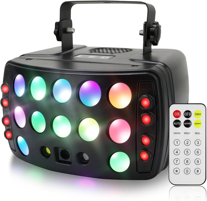 DJ Lights Stage Disco Light 4 in 1 with RGBW Derby Beam Red Green Pattern Light Led Strobe and Dynamic