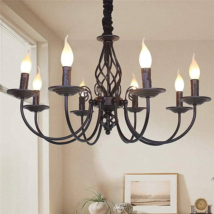 Chandelier Metal Vintage Style Candle Style Black White Classic Basic