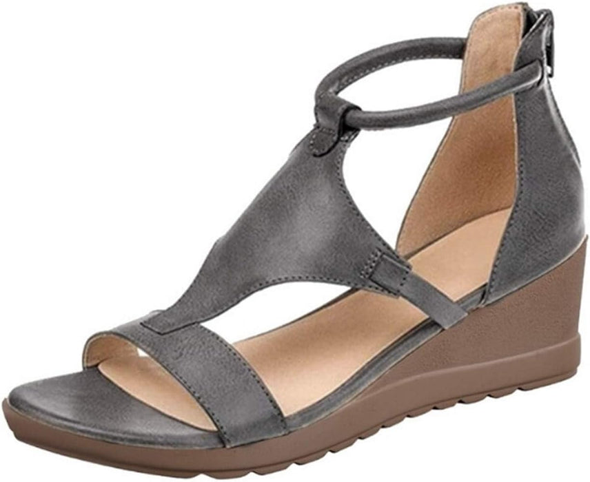 Women's Sandals Wedge Sandals Wedge Heel Open Toe Casual Daily PU Leather Zipper