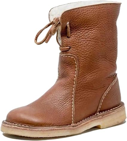 Women's Boots Snow Boots Plus Size Outdoor Daily Fleece Lined Mid Calf Boots Winter Lace-up