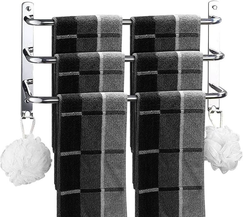 Wall Mounted Towel Rack,Stainless Steel 3-TierTowel Bar Storage Shelf for Bathroom 30cm~70cm Towel Holder