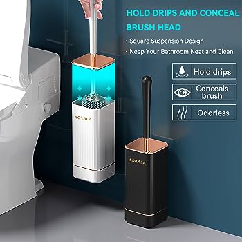 Toilet Brush And Holder, Elegant Silicone Toilet Bowl Brush Set With Ergonomic