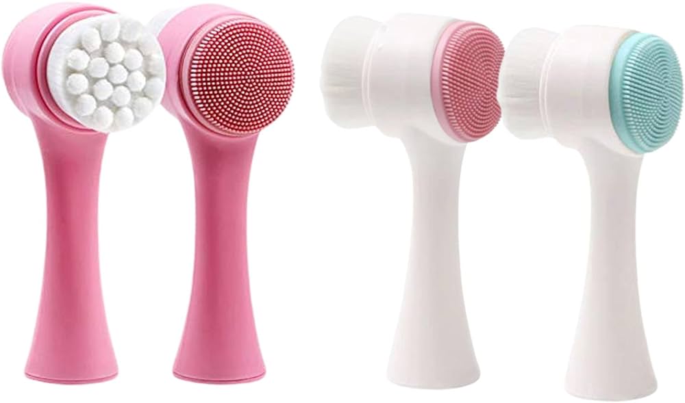 2 in 1Manual Face Brush Double Side Use 3D Stand Portable Facial Cleaning Brush Scrubber Silicone