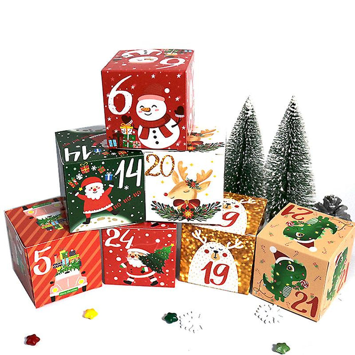 24pcs 1 set Christmas Advent Calendar Candy Box Christmas Countdown Digital Gift Box