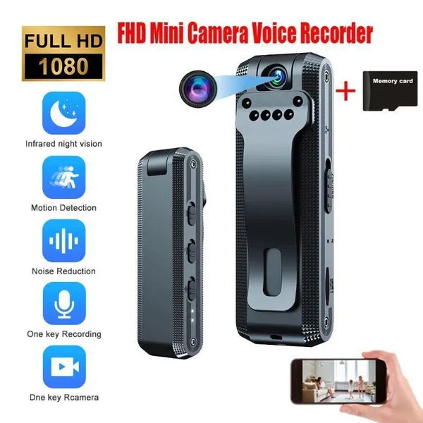 1080P HD Video Recorder Mini Hidden Camera Clip IR Night Cam Back Clip Body DV RDV DVR Video Surveillance