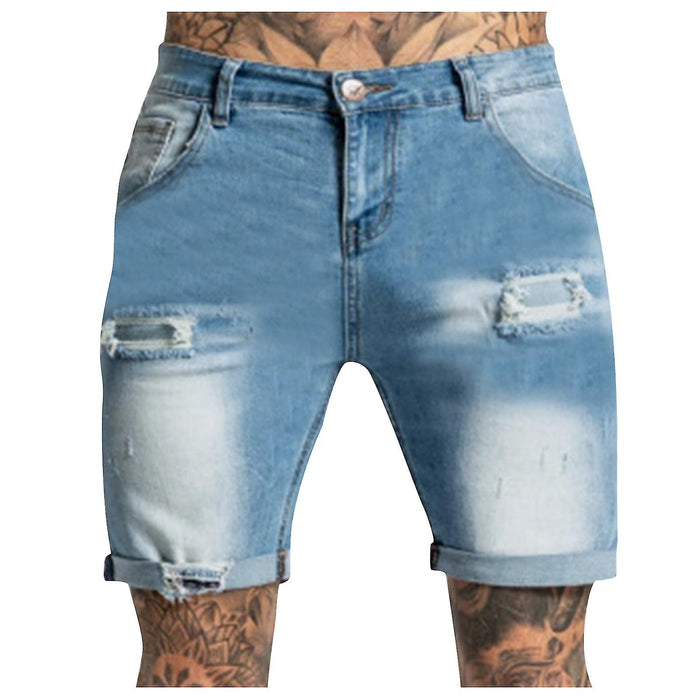 Men's Jeans Denim Shorts Jean Shorts Pocket Ripped Straight Leg Solid Colored
