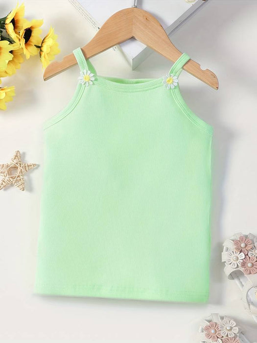 Toddler Girls' Tank Solid Color Outdoor Sleeveless Daily 100% Cotton 3-7 Years Summer White Pink Blue