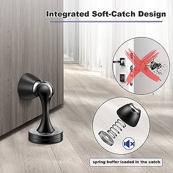 Magnetic Door Stoppers, Stainless Steel Door Stops for Wall and Floor Mounting,