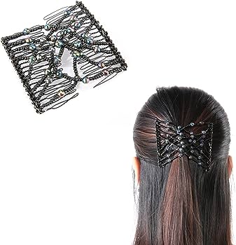 Double Hair Comb For Women, Hair Combs With Elastic Beaded Rope Flexible Hair Comb