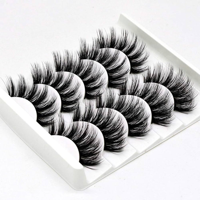 5 Pairs 3D False Eyelashes Handmade Ultra Light Synthetic Fibers 3D Mink Fake Eyelashes