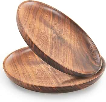 wholesale wooden round plate japanese black walnut round plate cake dessert solid wood tray wooden plate