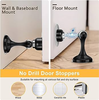 Magnetic Door Stoppers, Stainless Steel Door Stops for Wall and Floor Mounting,