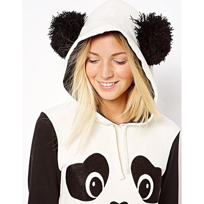 panda oversized blankets hoodie sweater teenager girls, warm cute bear