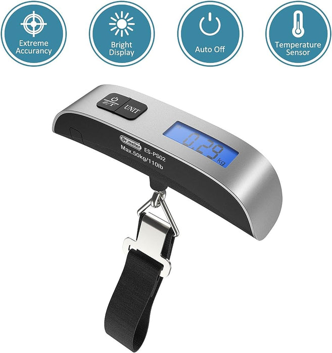 110lb/50kg Digital Handheld Luggage Hanging Baggage Scale With Backlight LCD Display