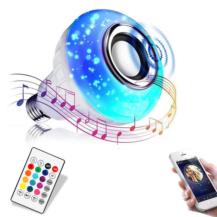 Bluetooth Light Bulb Speaker 12W Smart LED Music Play Bulb E27 E26 B22 Base