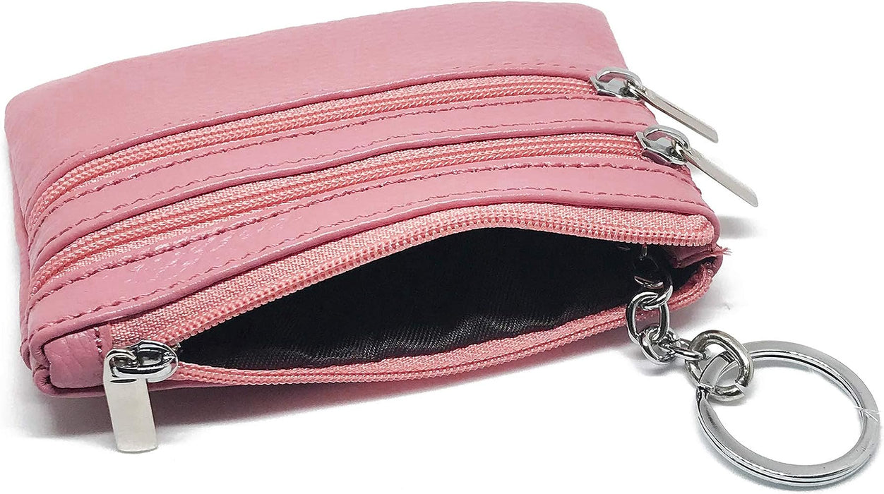 1 Pcs Women Men Leather Coin Purse Card Wallet Clutch Double Zipper Mini Change Bag