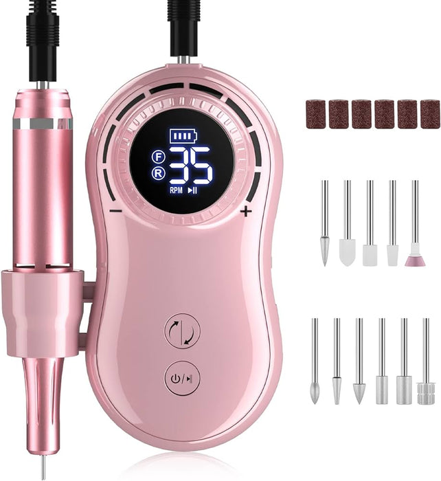 Professional Nail Drill 35000 RPM Rechargeable Electric Nail Drill Machine Portable Acrylic Nail Drill