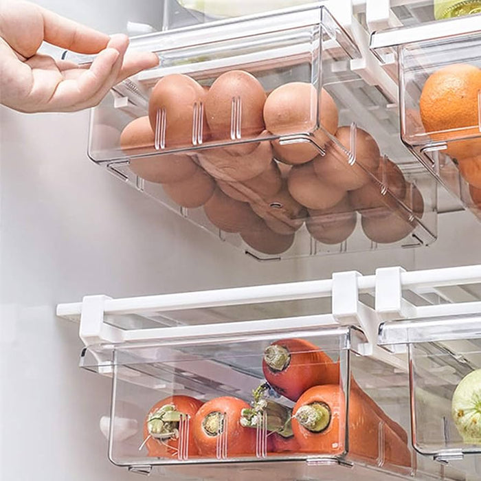 Refrigerator Drawer Storage Box Without Grid 4-8 Grid Food Organizer Transparent