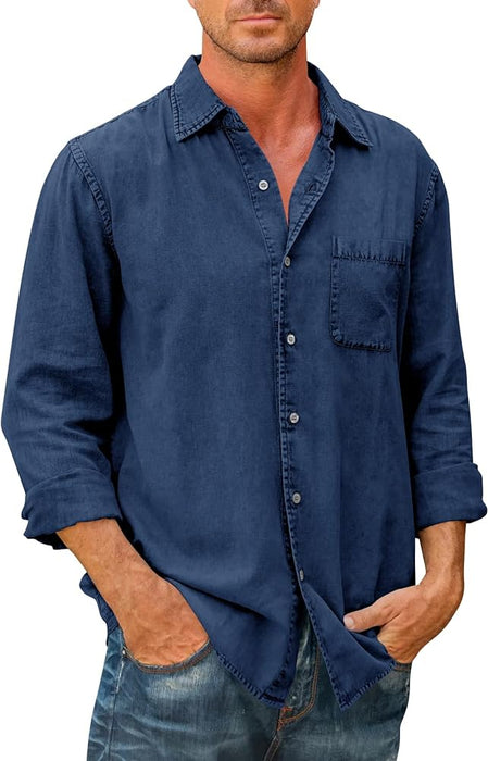 Men's Shirt Jeans Shirt Button Up Shirt Denim Shirt Casual Shirt