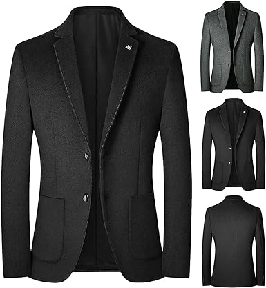 Men's Fall/Winter Tweed Blazer Jacket Regular Slim Fit Keep Warm Single Breasted